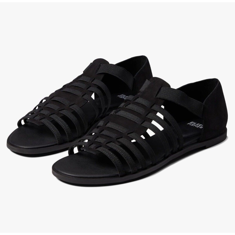 Eileen Fisher Women's Rato Black Tumbled Nubuck‎ Sandals Size 7